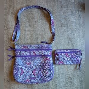 Vera Bradley Crossbody Purse And Wallet Duo Purple Paisley